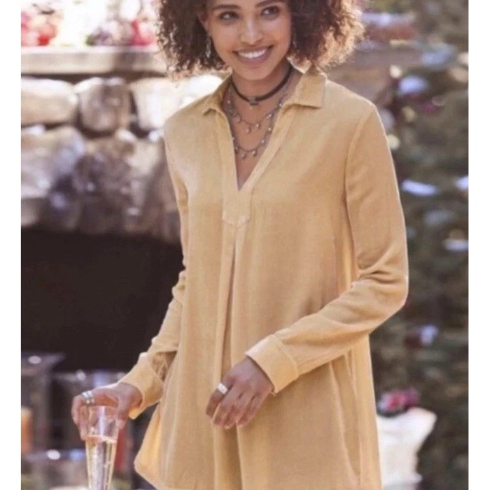 Sundance Nuance 100% Silk Velvet Velour Tunic Top Women's Size XL Luxe Boho
